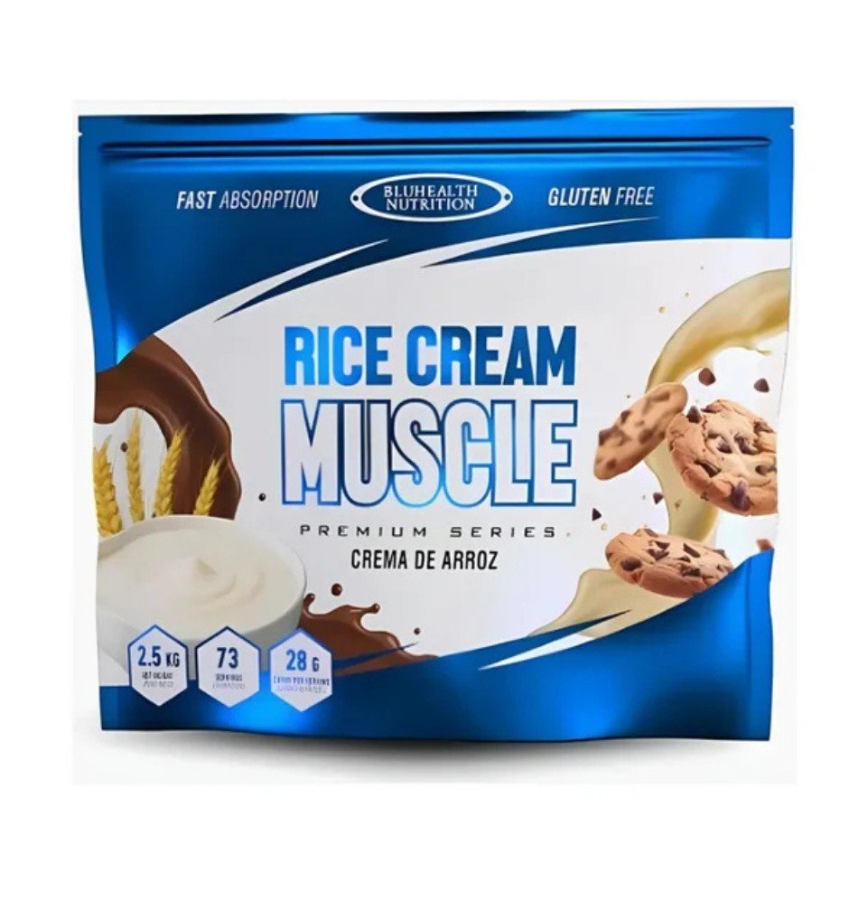 Rice Cream Muscle de Bluehealth Nutrition de 2.5kg, crema de arroz instantánea para pre-entrenamiento y masa muscular en Perú.